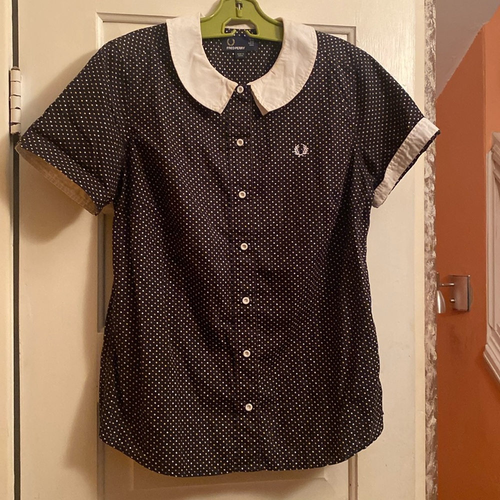 Fred Perry polka dot button down with white collar